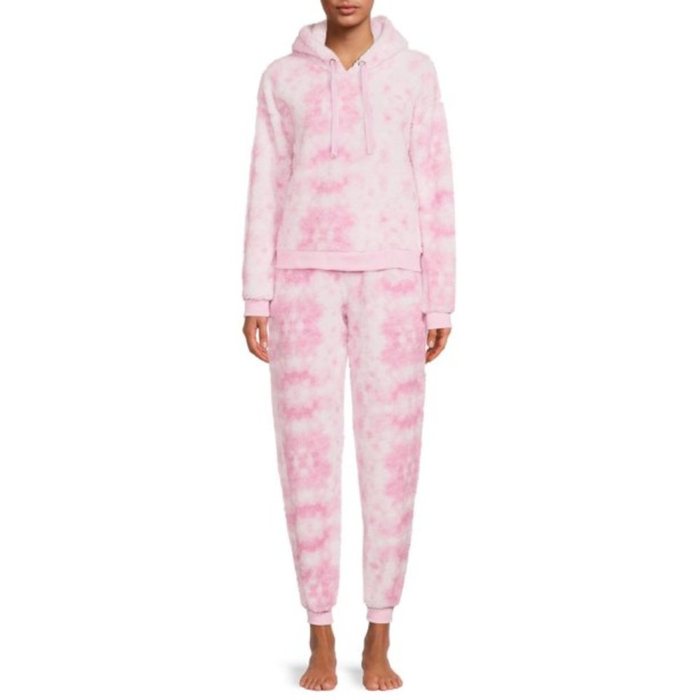 The Cozy Corner Women's Hooded Faux Sherpa Top & Bottom Pajama Set, 2-Piece